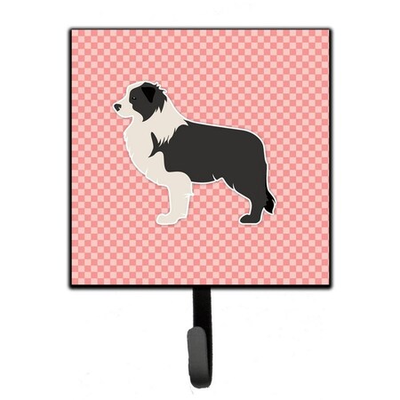 Jensendistributionservices Black Border Collie Checkerboard Pink Leash or Key Holder MI1706647